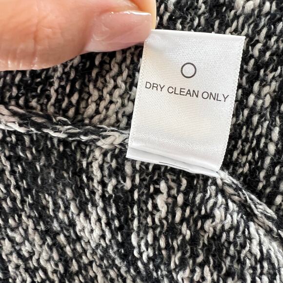 Michael Stars Black White Dolman Sleeve Open Front Wool Blend Cardigan Size M/L - Picture 10 of 10